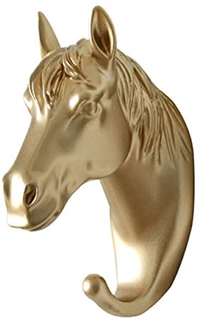 rongweiwang Tierkopf Wandaufhänger, Wandmontage, Haken, Dekoration, Schlüsselhalter, Kunstverzierung, Geschenk für Schlafzimmer, Büro, Korridor, Gold, Pferdekopf