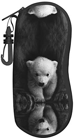 MOLIAE Unisex-Brillenetui, Eisbär-Aufdruck, Schutzhülle für Brillen, Sonnenbrillen, weiches Etui, Brillenetui, Schwarz, Einheitsgröße