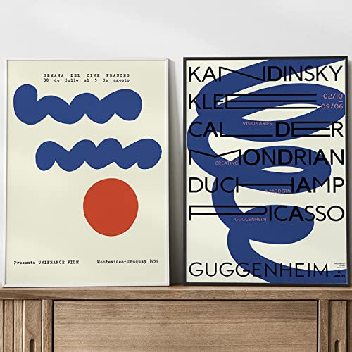Abstrakt Blau Bauhaus Druck Galerie Wandkunst Geometrische 2 Stück Minimalismus Ausstellung Poster Mid Century Modern Wanddekor 30Cmx40Cmx2Pcs Kein Rahmen