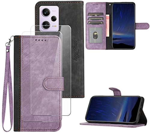 Hoyoikun Handyhülle Kompatibel Mit Redmi Note 12 Pro Plus/Pro+ 5G(Not for Redmi Note 12 Pro),[Verschenke 2 Stück Full Screen Schutzfolie],Premium PU Leder Flip Case,Magnetverschluss-Lila