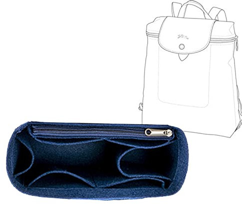 D.DUO Rucksack-Organizer, Geldbörsen-Organizer, Einsatz mit mehreren Taschen, Filztasche, Organizer für Longchamp Le Pliage (Dunkelblau)
