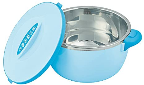 genialo TRI Warmhalte-Schüssel, Thermoschüssel, Isolierschüssel mit Deckel, Servieren & Aufbewahren, Essen warmhalten, Edelstahl, Kunststoff, 2l