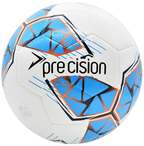 Precision Fusion FIFA Basic Training Ball, All-Weather, IMS Certified, Official, Highly Durable, 3.5mm Eva Foam, White, Cyan, Orange, Size Ball 4