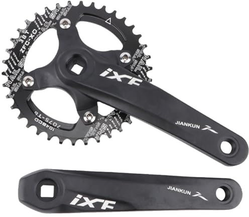 DHNCBGFZ Kurbelgarnitur Mountainbike-Kurbelgarnitur Hohl Integrierte Kurbel 170 Mm MTB-Kurbelgarnitur Vierkantkegel 104 BCD Mit Kettenblatt 32/34/36/38 Zähne Schwarz Rot(Black,38T)