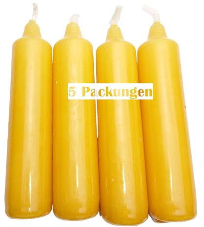 apog Versand 5er Pack Adventskerzen gelb/goldgelb ca. 23 x 105 mm (5 x 4 Stück) Weihnachtskerzen, Christbaumkerzen, Pyramidenkerzen, Baumkerzen, Kerzen