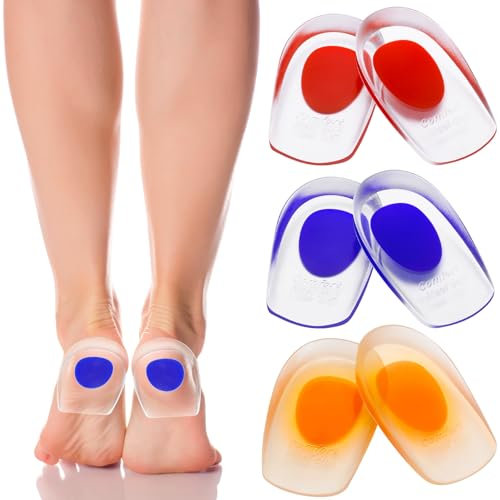 Apricitie Fersensporn Einlagen, 3 Paar Geleinlagen Fersensporn Gel Fersenkissen Fersenpolster Fersenschutz für Schuhe, Fersenkissen Orthopädisch für Damen Die Ferse und Achillessehne 35-39