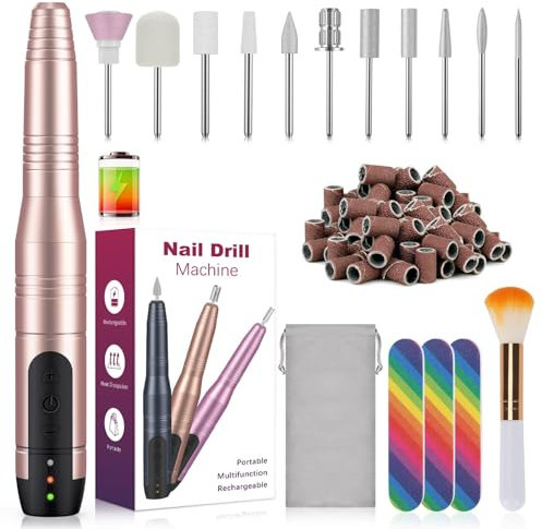 CAVN Kabellos Elektrische Nagelfräser, 11 in 1 Profi Maniküre und Pediküreset, Tragbar Nagelfeile für Gelnägel und Acrylnägel, Nagelformen, Entfernen von Hornhaut