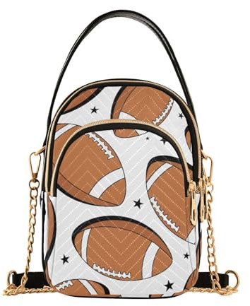Mnsruu Umhängetasche für Damen, American Football Stars, Handtasche, kleine Umhängetasche mit abnehmbarem Kettenriemen, mehrere Taschen, A1677, 15 x 21 x 8 cm