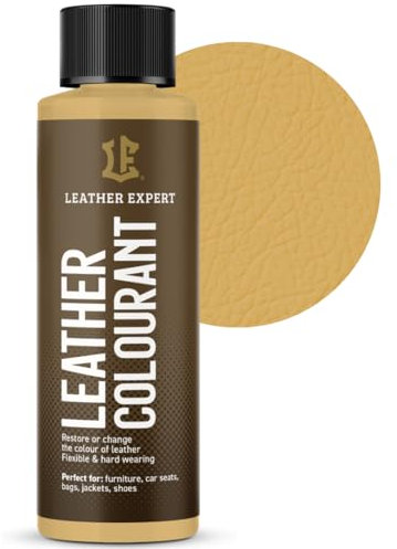Sehr Deckend Wasser Lederfarbe Senf - 50 ml Leather Paint für Natur und ÖkoLeder - Leather Dye Ohne Alkohol für alle Lederaccessoires - Reißt oder Blättert Nicht ab