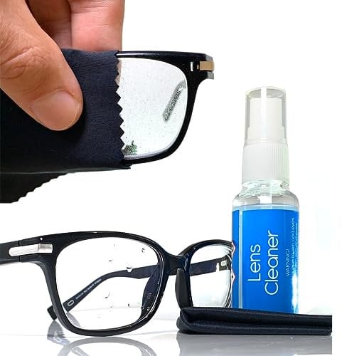 Glasses Lens Cleaner & Cloth Set, 30ml - Eyewear Cleaning Kit for All-Optical Lenses - Ideal for Spectacles, Sunglasses, Binoculars