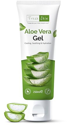 Freshskin 250ml Aloe Vera Gel Tube - 99% Naturally Bio-Active Skincare | Cruelty-free & Vegan: Cooling, soothing, and deeply hydrating after sun body relief formula for all skin types.