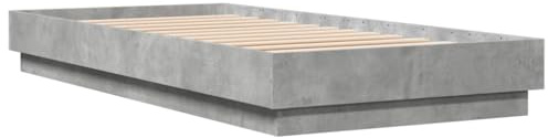 vidaXL Bettgestell, Bett für Schlafzimmer, Bettrahmen mit Lattenrost, Einzelbett Schlafzimmerbett Gästebett, Betongrau 90x200cm Holzwerkstoff