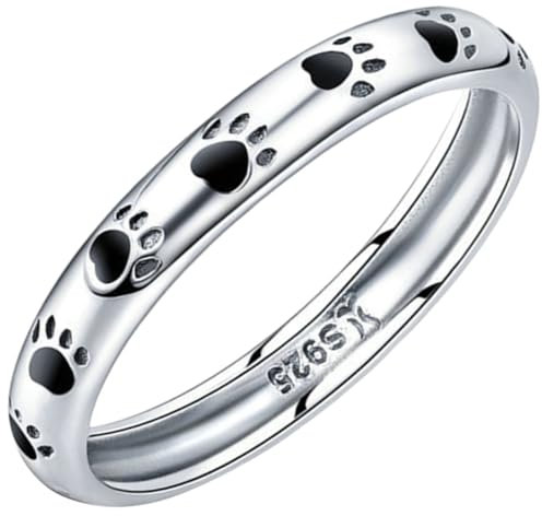 GALPADA Silberring Mit Pfotenabdruck Für Einfacher Damenring Aus Sterling Silber Fingeraccessoire Für Katzen Und Hundebesitzer