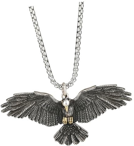 WRITWAA Adler Halskette Herren Titanstahl Kette Mit Farbiger Adler AnhäNger Punk Hip Hop Street Style Schmuck FüR MäNner Geschenk