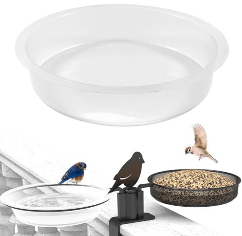 WSRRDRECVHi Plastic Bird Water Dish,Transparent Bird Feeders Water Bowls,Round Bird Bath Bowl,Wild Birds Seed Feeder,Decorative Bird Feeding Station Tray Replacement for Small Wild Bird