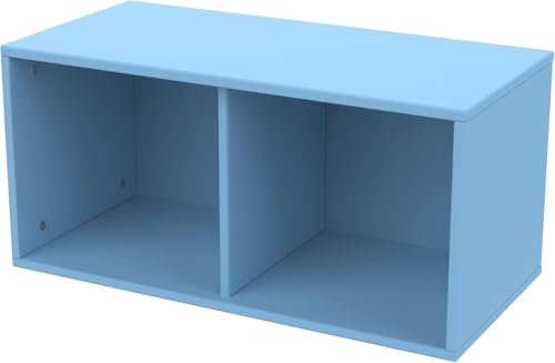 Flexa DOTS Bücherregal Kinder | Kinderzimmer Möbel | Wandmontierte Aufbewahrungseinheit mit 2 Fächern | Ideal Regal für Spielzeug, Bücher & Kleidung | Farbe: Blauer Himmel