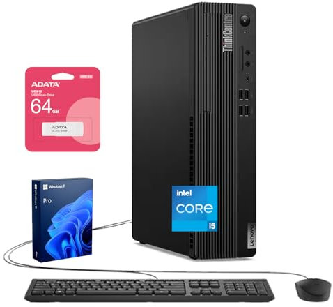 Lenovo ThinkCentre M70s Small Form Factor Business Desktop, Intel 10-Core i5-14400 di 14a generazione, RAM DDR5 da 16 GB, SSD da 512 GB, HDMI, DP, Wi-Fi 6, W11 Pro, Bundle con unità flash USB Adata