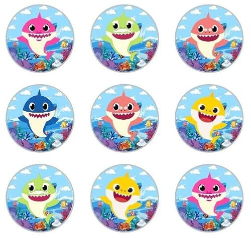 24 x Shark Edible Rice Wafer Paper Cupcake Toppers Cake Decorations Birthday Party