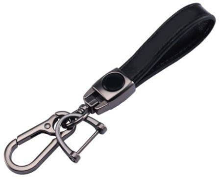 2 Pièces Porte-Clés de Voiture en Cuir Véritable, Anneaux Porte Clé de Voiture Sangle en Cuir, Porte-Clés de Voiture Universel, Avec Anneau en D Anti-Perte pour Hommes et Femmes