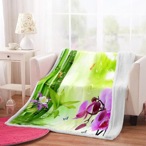 Kuscheldecke Lila Grüner Bambus Decke Flanell Lammwolle Kuscheldecke Flauschig Fleecedecke Weich Decken Waschbar Felldecke Pflegeleicht Blanket Langlebig Sofadecke Flauschige 80x150cm