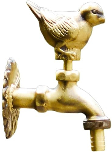 Abbdbd Vintage-Messing-Wasserhahn, Einzelner Kaltwasser-Wasserhahn, Dekorativer Garten-Wasserhahn, Retro-Messing-wasserschlauch-Wasserhahn, Wandmontage-Wasserhahn
