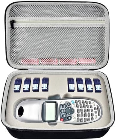 Hülle Kompatibel mit DYMO LetraTag LT-100H Handetikettiermaschine, Halter für Etikettierer, Nachfüllpackungen, mit Netztasche für Zubehör (nur Etui (Grauer Schwamm)