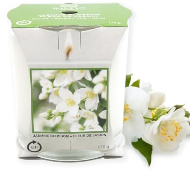 Scented Candle Jasmine Blossom 170g Single Wick 45hrs Burn Time Glass Jar Gift