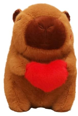Niesel Capibara Plüschtier von San, Capbara-Plüschtier, niedliche Plüschpuppe mit Herz, gefüllt mit Herz | 20 cm / 7,8 Zoll, romantisches Kapbara in