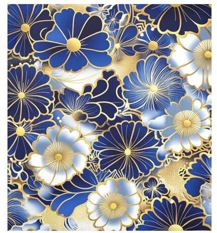 Copertura magnetica per lavastoviglie con fiori vintage blu e oro, riutilizzabile, retro calamite per frigorifero, pannello frontale per lavastoviglie, decorazione per le vacanze, 58,4 x 66 cm