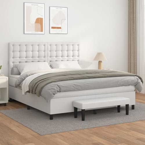 Juroupi Boxspringbett mit Matratze Bett Mit Matratze Boxspringbett Bett Boxspringbett Polsterbett Weiß 180x200 cm Kunstleder - 3137678