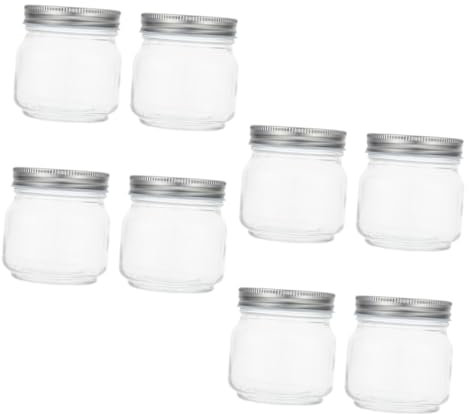 FIXOSHEE 8pcs Small Empty Jars Glass Candy Jars Lids for Honey Syrup Jam Storage