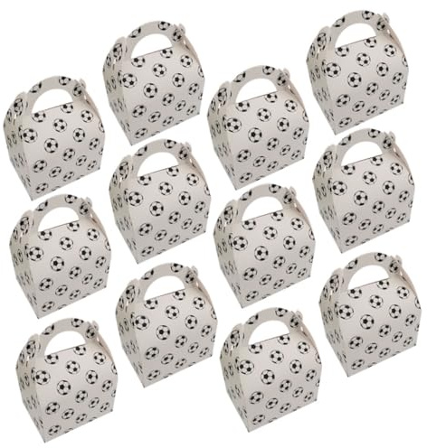 SHERCHPRY 50 Stück Boxen Fußball-Süßigkeitenbox Mini klein gefüllt behandeln Snackbox Süßigkeiten Geschenkboxen Süßigkeiten-Geschenkboxen Partyboxen Bonbonschachteln verschenken Papier Weiß