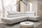 Ecksofa Emporio MINI 300x180 cm aus Echtleder – modernes Ledersofa mit verstellbaren Kopfstützen, silbernen Füßen – Eckcouch Links oder rechts wählbar – Premium Design Sofa (Weiß, Rechts)