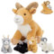 MorisMos 5 stücke Ziege Kuscheltier XXL Set, 37cm riesen Ziegenbock Kuscheltier mit Babys im Bauch, Groß Bergziege Plüschtier Stofftier Geschenk Kinder