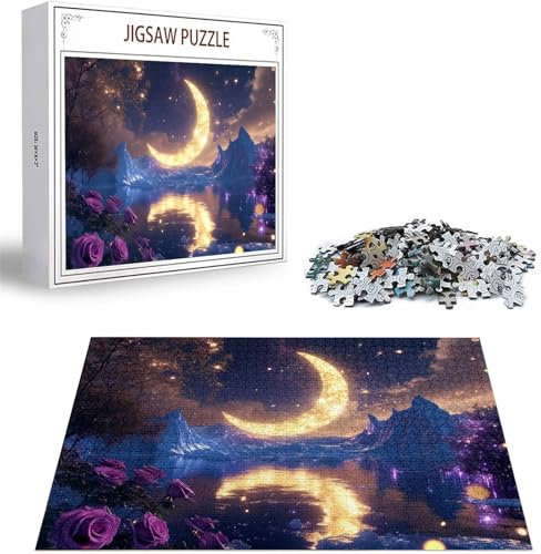 Puzzle 100 Teile Traum Puzzle Erwachsene, DIY Groß Puzzelmatten, Holzpuzzle für Erwachsene und Kinder ab 12 Jahren Wooden Jigsaw Mond Geschicklichkeitsspiel für Die Ganze Familie, Geschenke D-389