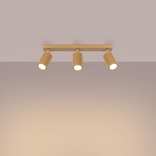 SOLLUX lighting Deckenlampe Deckenleuchte Deckenstrahler Aluminium LED-Glühbirne 3000K warmes Weiß Licht 3 Flammig 45 x 6,5 x 16,5 cm GLOOW Gold