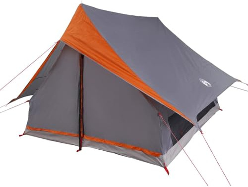 vidaXL Family Tent with Roof Grey and Orange 256 x 256 x 185 cm