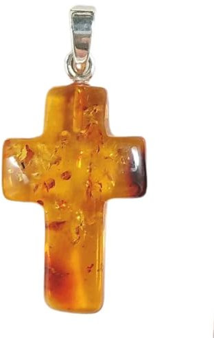 Bernstein Kreuz Echtsilber Heilstein Ketten Anhänger