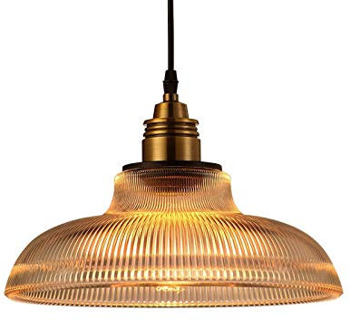 HUIMVNC Vintage Pendant Light Classic Retro Glass Ceiling Light Shade Bowl E27 Shade Retro Glass Chandelier Minimalist Pendant Light American Country Wind Ceiling Lighting (Color : Amber) Times