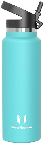 Super Sparrow Water Bottle Insulated - 1.5L - Wide Mouth Metal Bottle - Wide Mouth SwivelSip Flask - BPA Free, Leak Proof - Ergonomic Straw Water Bottles for Work, Gym, Travel, Sports