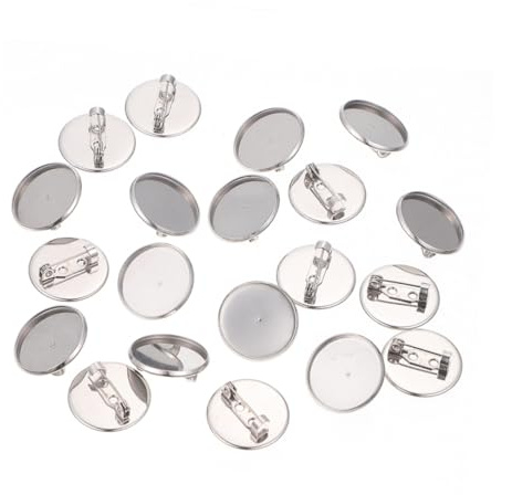 CONGARTENO Broche Bijoux Soi-même en Acier Inoxydable, 20 Pièces, Base Plateau, Compacte, pour Loisirs Créatifs et Fabrication Artisanale