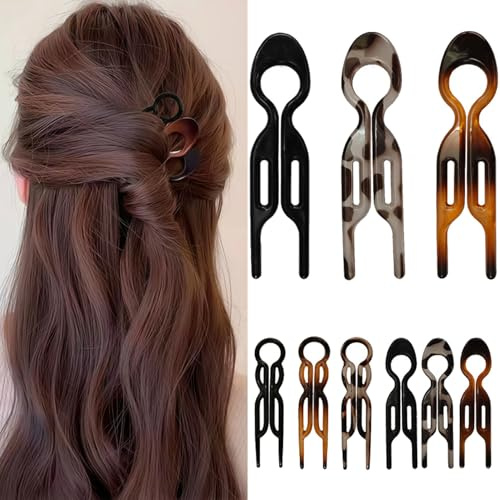 9PCS French Hair Pin,U-Shaped French Hair Clips,Twist Hair Accessories For Women,Thin Buns Twist Hairstyle Accessories,Retro Fork Hair Pin,Internal Teeth French Hair Clips