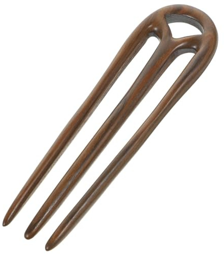 UKCOCO Lot de 2 fourchettes à cheveux chinoises en bois fabriquées à la main pour chignon - Épingle à cheveux vintage pour femme - Kaki