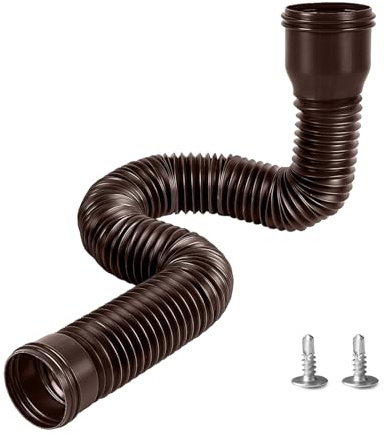 Fallrohr Dachrinne Flexible Verlängerung, Dachrinnenschlauch, Fallrohrverlängerungen Flexibel Rund für Fallrohr 80/100 mm, Dehnbare Regenrinne Verlängerung von 47 bis 150 cm (Braun, 1 Stück)