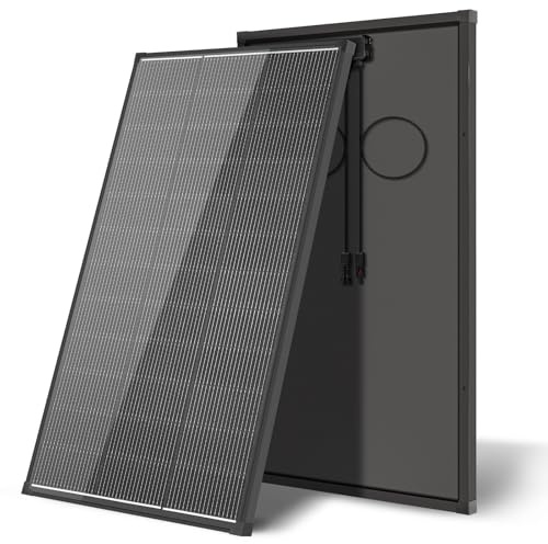 Panneau solaire 200W Full Black 12V, 18BB A+ cellules monocristallines de type N, 25% haute efficacité, IP68 étanche pour toit, camping-car, ferme, remorque, marine, maison hors réseau(134x67cm)