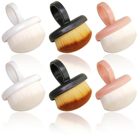 6 Pcs Ring Style Nail Dust Brush, Nail Brushes for Cleaning Nails Ring Shaped Nails Brush Set, Portable Tricolor Nailes Cleaning Brushs for Home and Salon Use (Black White Pink)