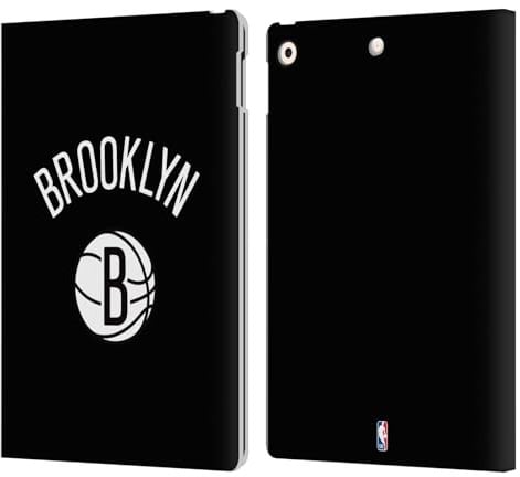 Head Case Designs Offizielle NBA Schwarzes Design Brooklyn Nets Logo Leder-Wallet-Hülle Kompatibel mit Apple iPad 10.2 2019/2020/2021