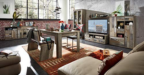 Froschkönig24 Wohnzimmer Komplettset Bonanza Wohnkombination Set Wohnwand Driftwood Nachbildung