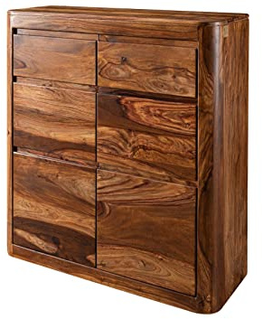 MASSIVMOEBEL24.DE | Toronto Kommode 100x111x37 Sheesham/Palisander, Farbe:Dunkelbraun gewachst, Größe:100x37x111 cm (BxTxH)