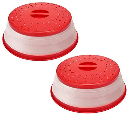 Lot de 2 couvercles pliables sans BPA pour micro-ondes - Passe au lave-vaisselle - 26,7 cm